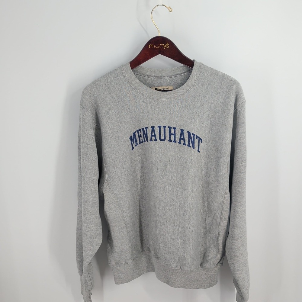 Vintage Champion‎ Men Auhant Crew Neck Pullover Sweatshirt Heather Gray Size S